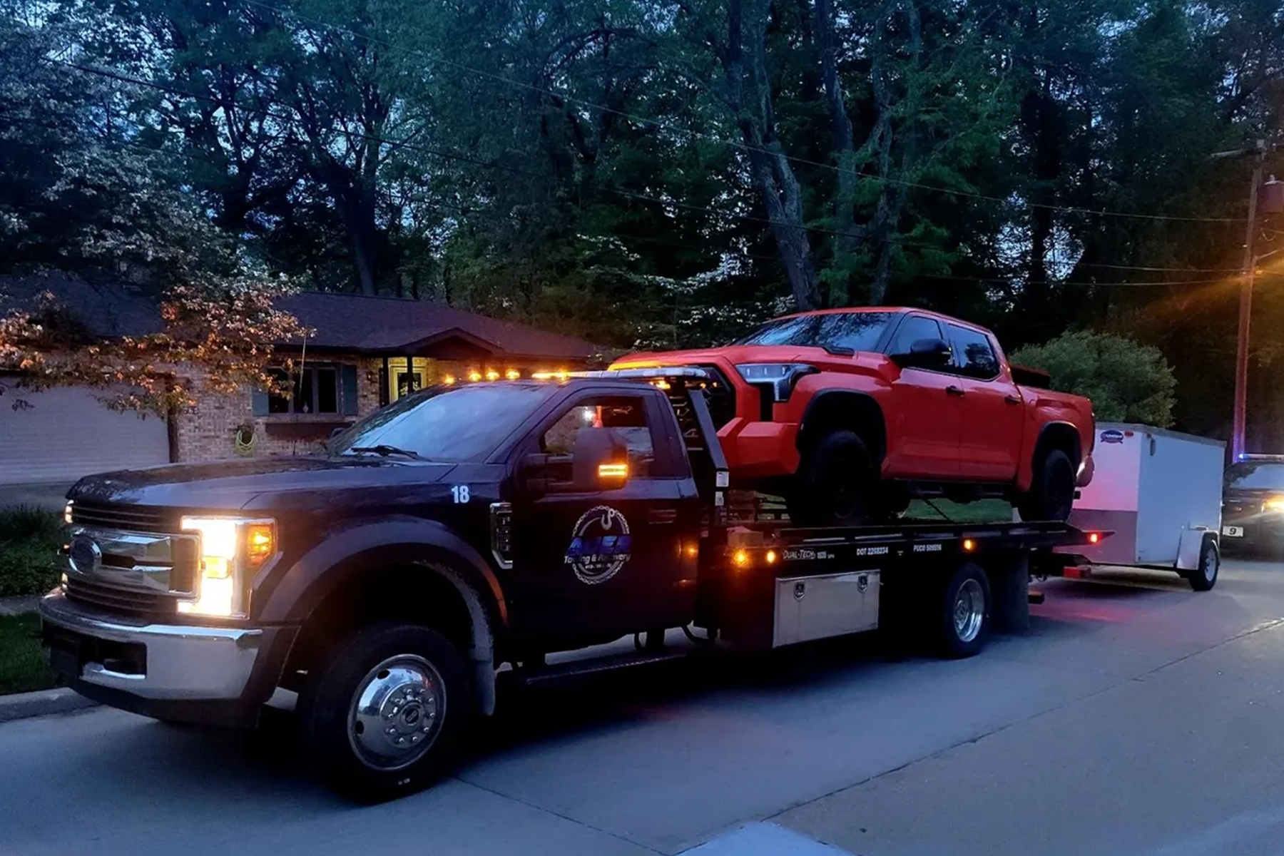 truck on tow bed